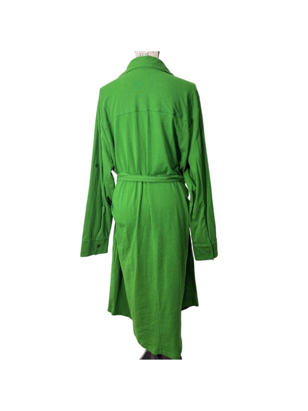Universal Standard Womens Size L Shirt Dress Midi Green Belted Soft Cotton - Picture 3 of 7